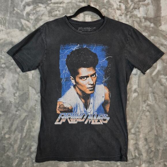 Bruno Mars Top Womens XS Black Concert Moonshine Jungle Tour Tshirt Grunge - Picture 1 of 11